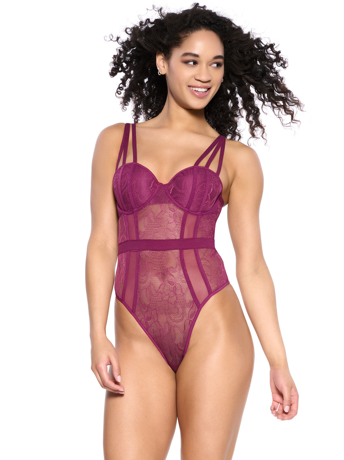 Jezebel by Felina Womens Anika Lace Bodysuit | Thong Back